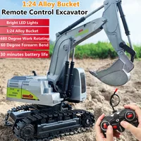 1:24 All-Terrain Driving Remote Control Excavator 680 Degree Work Rotating 30Min Bright LED Lights Simulation Sound RC Trck Toy 1