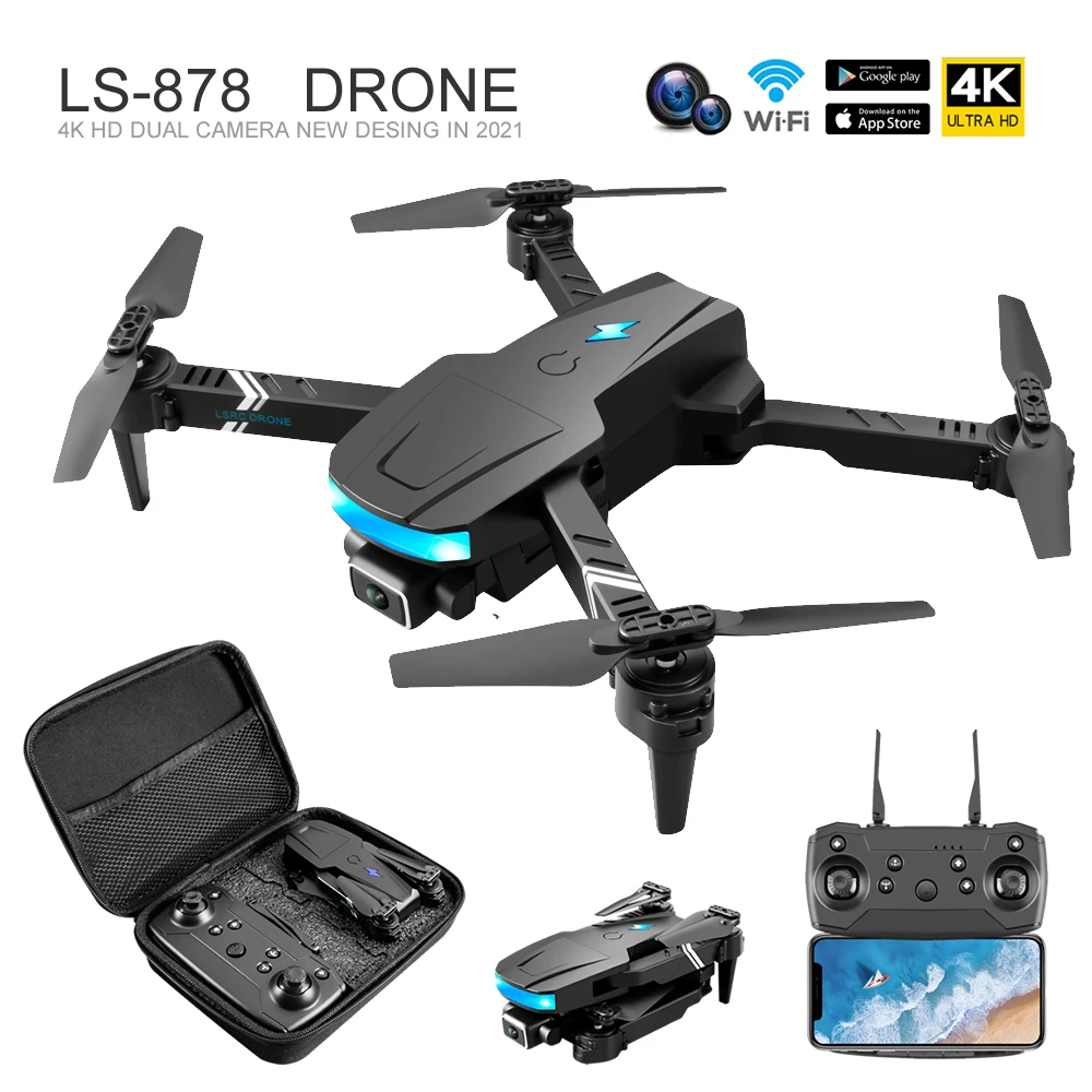 LS-878 Foldable Arms Dual Lens WiFi FPV RC Drone Aerial Photography Folding Quadcopter With Camera 4K HD Mini Helicoptere Toy | Игрушки и