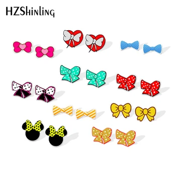 

2019 New Color Ribbon Acrylic Earrings Polka Dots Bow Resin Earrings Gilfts Women Epoxy Stud Earring