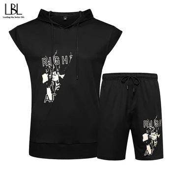 

2020 New Men's Tracksuit Summer Sleeveless T Shirts + Shorts 2 Piece Set Men Tennis Clothes Male Sportswear US/Euro Size S-XXL