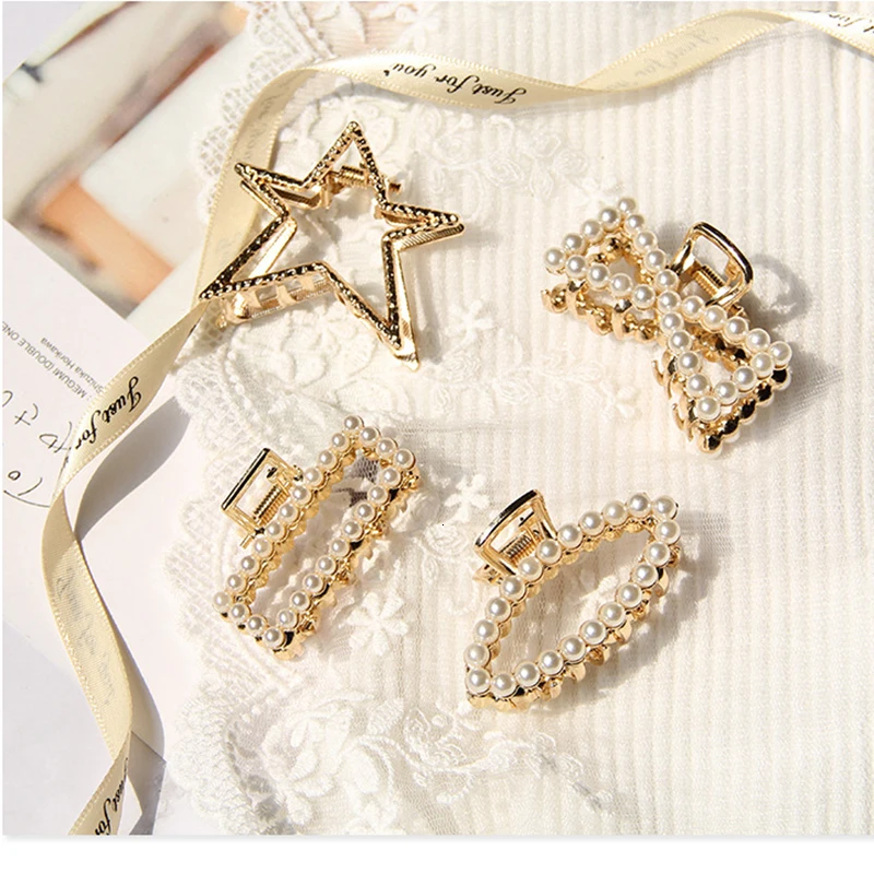 

New Fashion Womens Girls Pear Geometric Shape Hair Claws Trendy Metal Hair Care Styling Tool Star Oval Headwear Hair Accessories