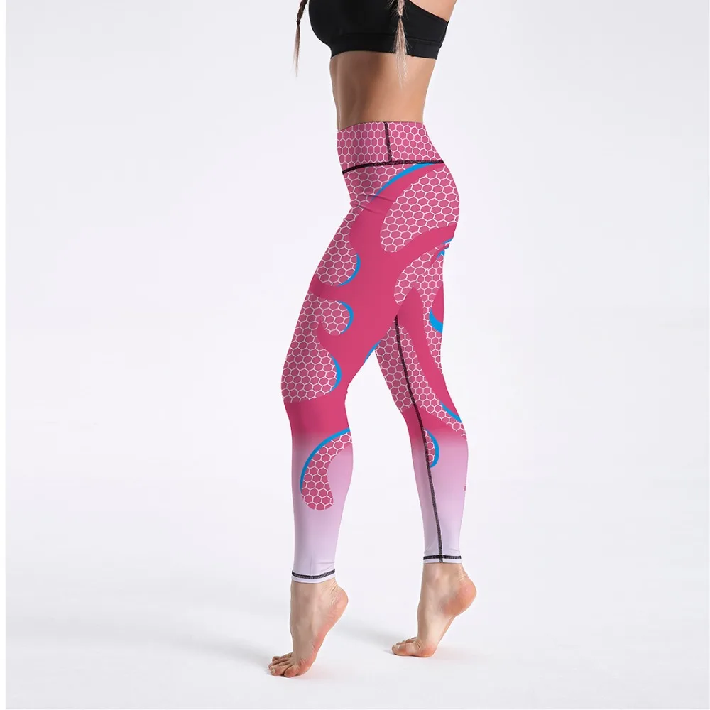 Розовый модный стиль спортивная одежда Высокая талия обтягивающие леггинсы полиэстер эластичная сила дышащие леггинсы для фитнеса
