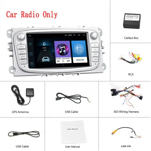 Sliver Car Radios Camecho Android 8,1 gps автомагнитолы 2 Din Автомобильный мультимедийный плеер 7 ''аудио dvd-плеер для Ford/Focus/S-Max/Mondeo 9/Galaxy yc-Max - Цвет: Sliver Car Radios