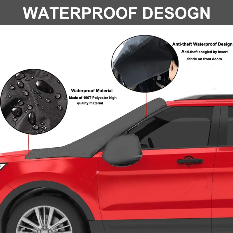 Универсальный автомобильный чехол на лобовое стекло, 82,6x49,2 дюймов, Магнитный чехол на лобовое стекло с боковым зеркалом, чехлы на лобовое стекло Ice Cov