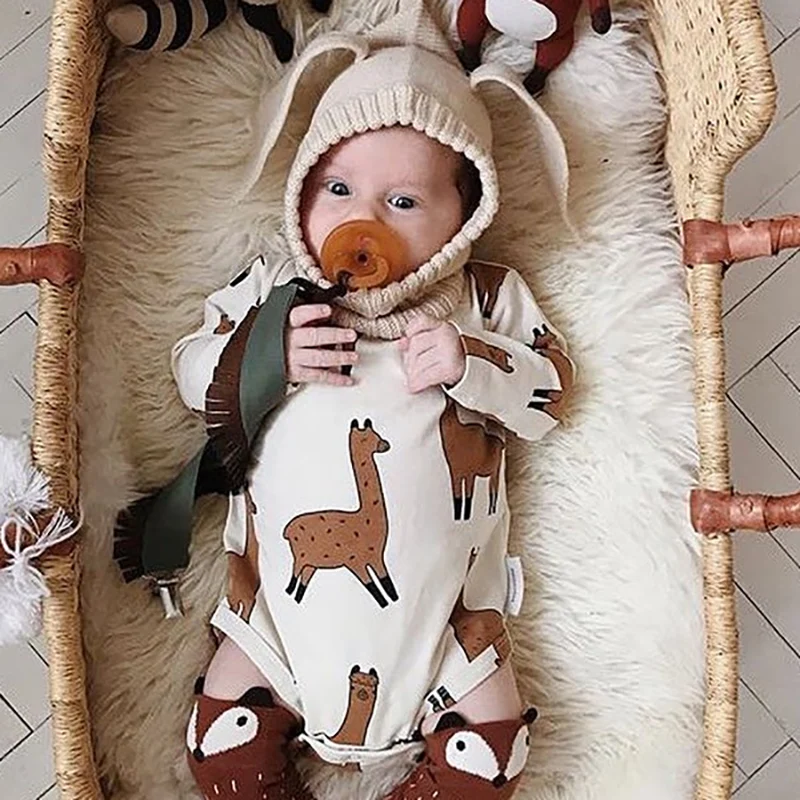 

TinyPeople 2019 Alpaca print baby Bodysuit Baby Boys onesie Girl jumpsuit newborn spring Autumn Cotton Long sleeve Baby Clothing
