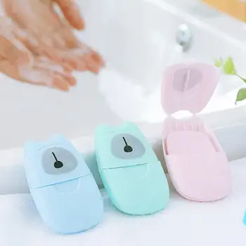 

50Pcs Outdoor Travel Soap Paper Washing Hand Bath Clean Scented Slice Sheets Disposable Box Soap Portable Mini Paper Soap fast