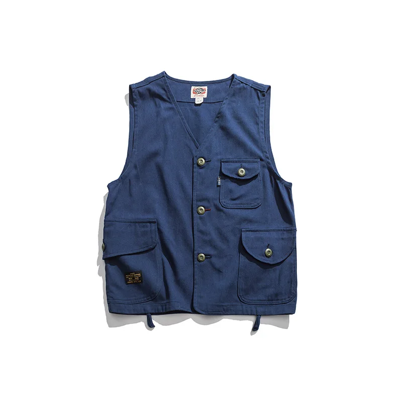

Spring Autumn men casual pockets Vest jacket Fashion Streetwear unloading sleeveless Jacket