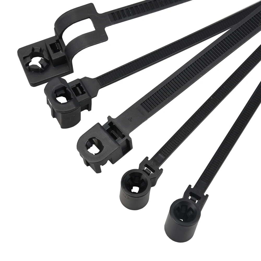 20PCS 자동차 케이블 고정 타이 나일론 블랙 자동차 자동 케이블 스트랩 푸시 마운트 와이어 타이 리테이너 클립 클램프 방수