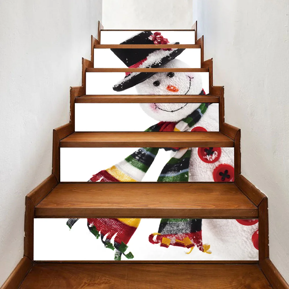 6 шт./13 шт. забавная Рождественская елка кошка 3D стикер лестницы DIY самоклеющиеся домашний Декор Гостиная ПВХ обои напольные наклейки фрески