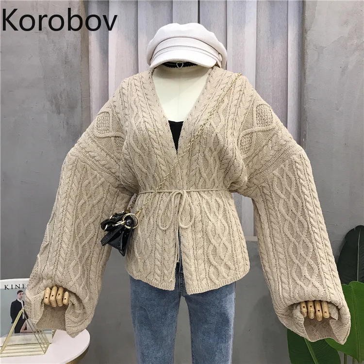 Korobov Женская Осенняя верхняя одежда вязаный свитер корейский сплошной длинный