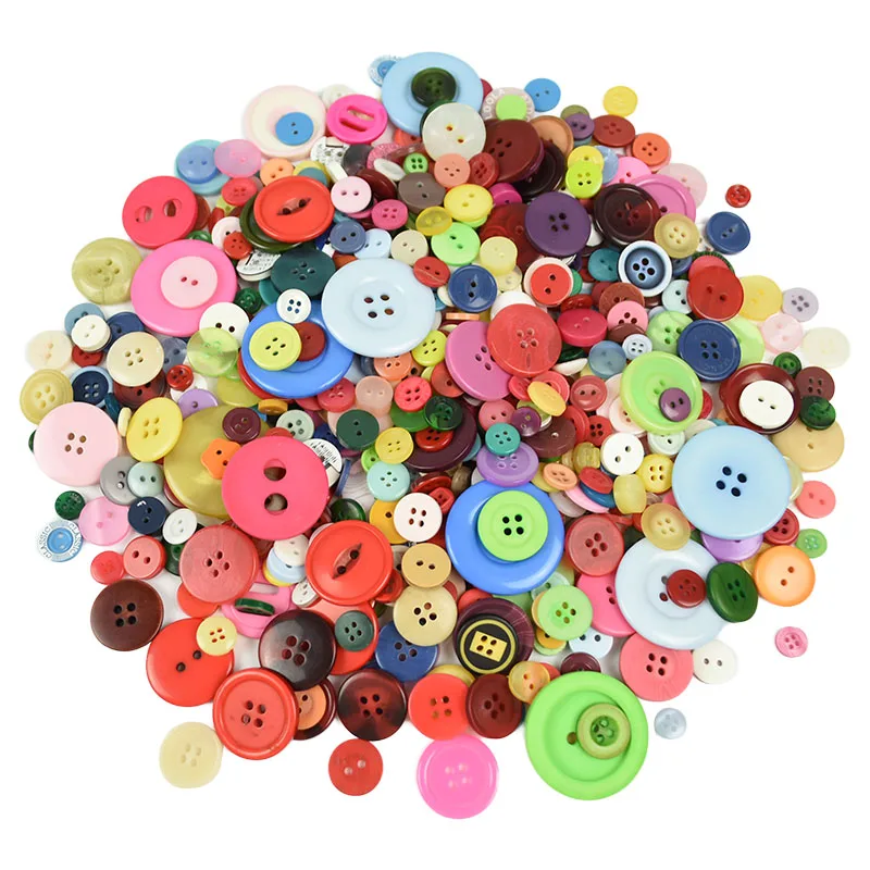 100 PCS Assorted Mixed Color Resin Buttons, 4 Holes Round Craft Buttons,  DIY Crafts Children's Manual Button Painting 