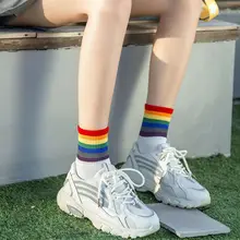 Женские модные повседневные полосатые носки с принтом дышащий материал, впитывающий влагу дезодорант эластичные спортивные рабочие носки