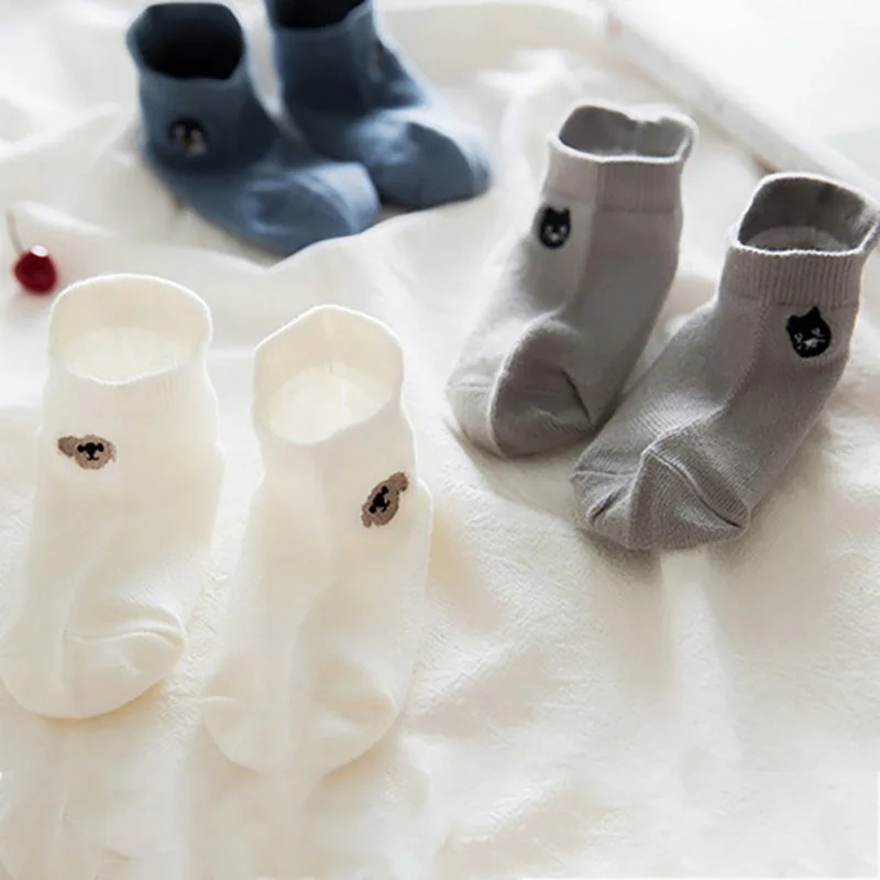 5 Pair Kids Baby Socks Birthday Socks Cotton Solid Boys Girls Cotton Anti-slip Socks Party Clothing Socks
