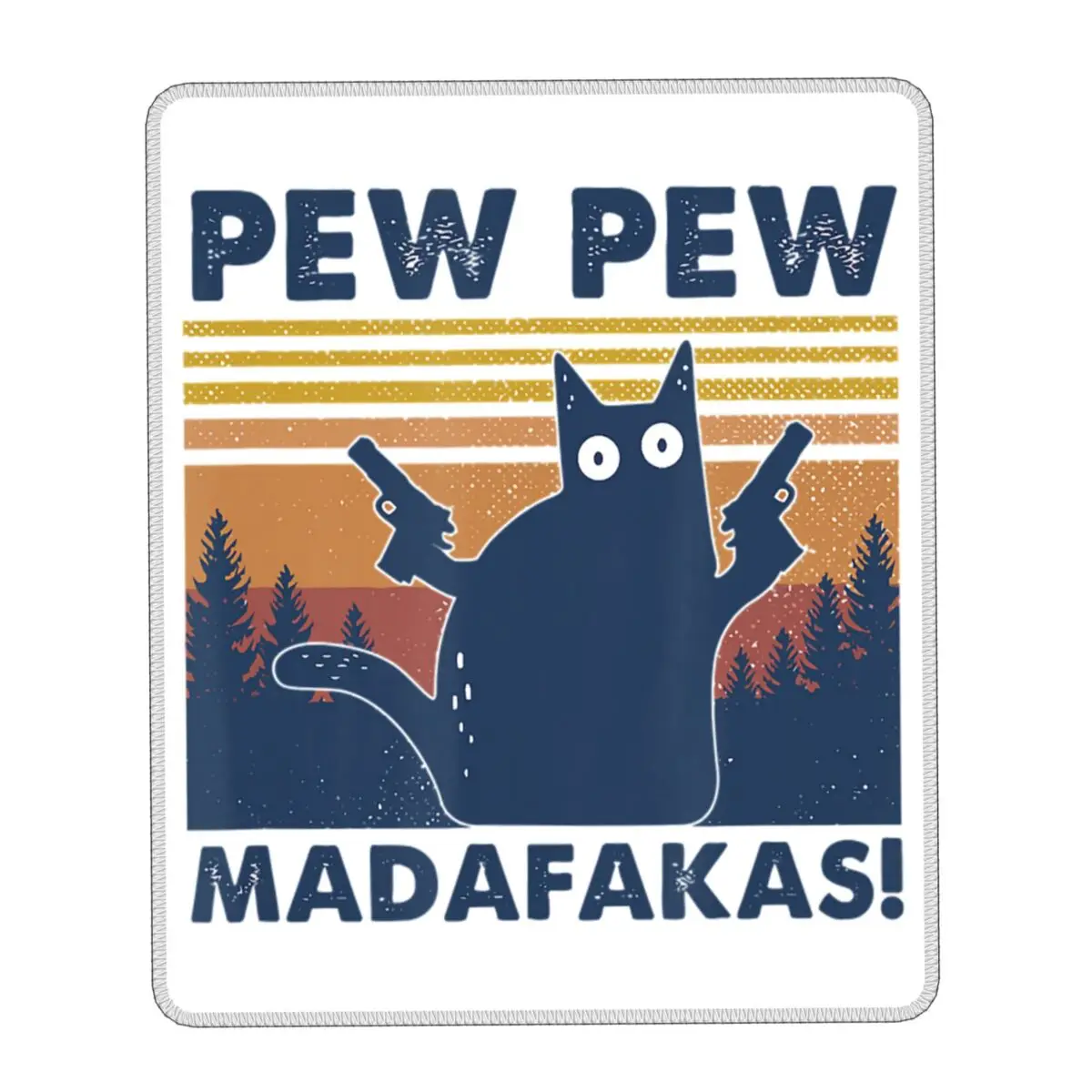 Funny Cat Pew Pew Madafakas Tappetino Per Mouse Per Computer Tappetino Per Mouse Quadrato Tappetino Per Mouse In Gomma Antiscivolo Vintage Crazy Cat P