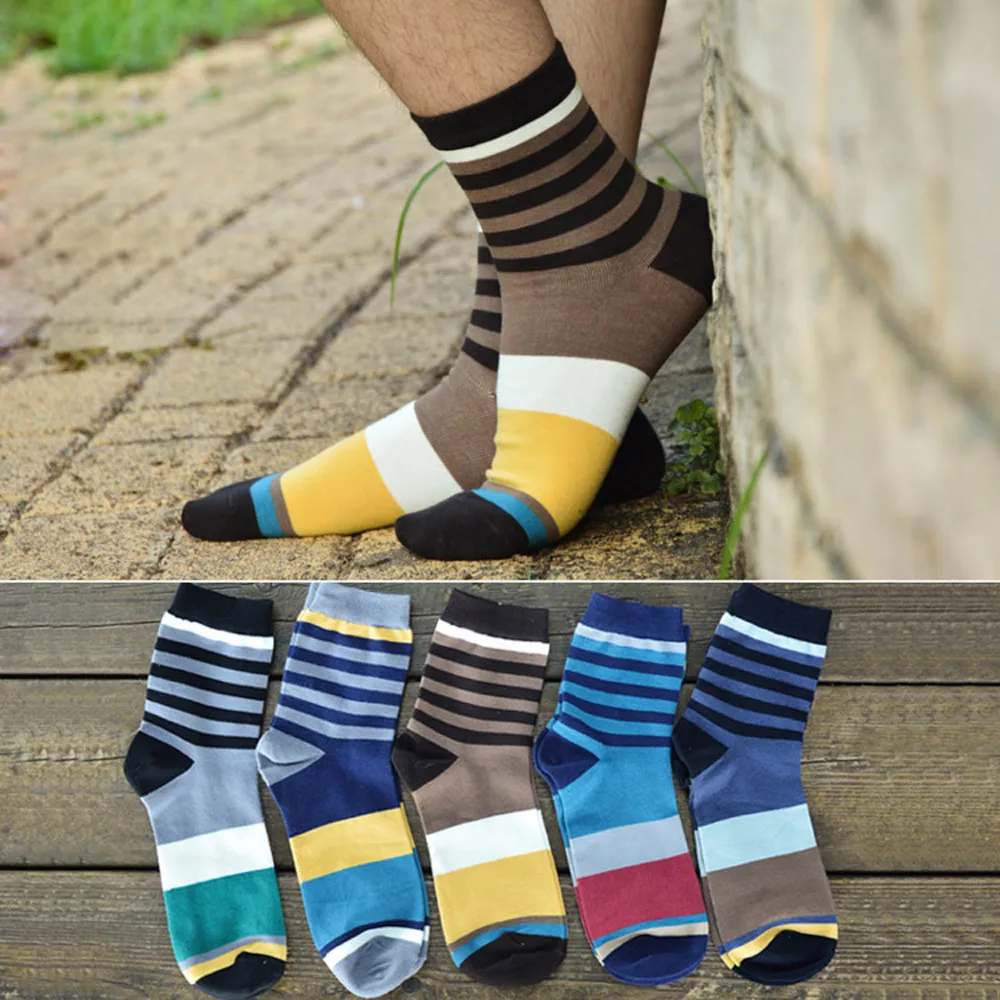 Womail/Новинка года; стильные полосатые носки в стиле ретро; уникальный дизайн; удобные носки с принтом для мужчин; 1 пара; высококачественные хлопковые повседневные полосатые носки