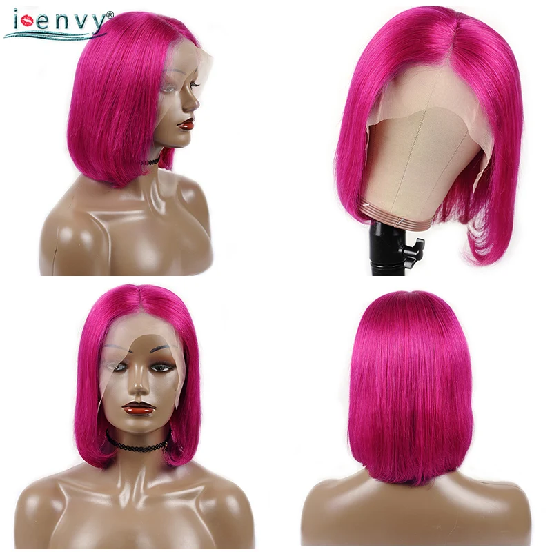 Розовые красные парики из натуральных волос на шнуровке 13*4 оранжевый зеленый 613 блонд короткие парики для черных женщин бразильские волосы Remy передние парики на кружеве