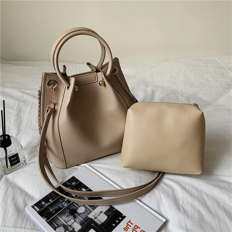 

Burminsa Unique Design Round Handle Bucket Bags For Women Crocodile Small Shoulder Bags High Quality 2 Sets Crossbody Bags 2020
