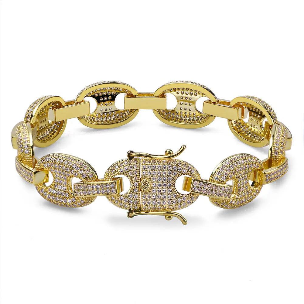 

Cross Border Europe And America Amazon Wish Hot Selling Men Button Pendant lou kong kuan Micro Pave Cool Hip Hop Bracelets
