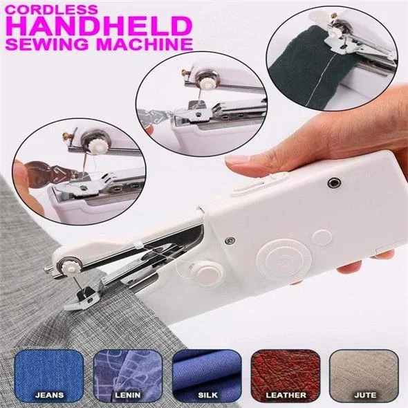 Mini Hand Sewing Machine Portable Household Quick Stitch Sew Needlework Cordless Clothes Fabrics Electronic Sewing Machine