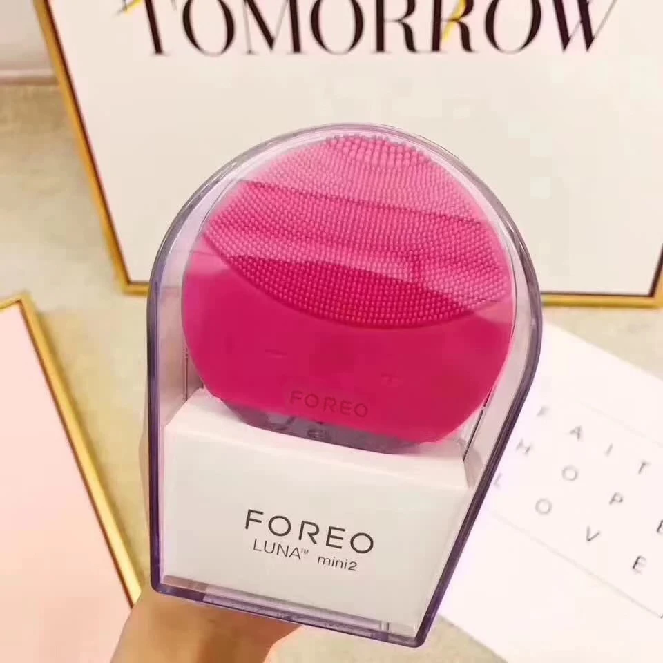 Electric Facial Cleanser Luna Mini 2 Waterproof 8 levels, deep skin cleansing, remove acne and blackheads, beauty silicone tools