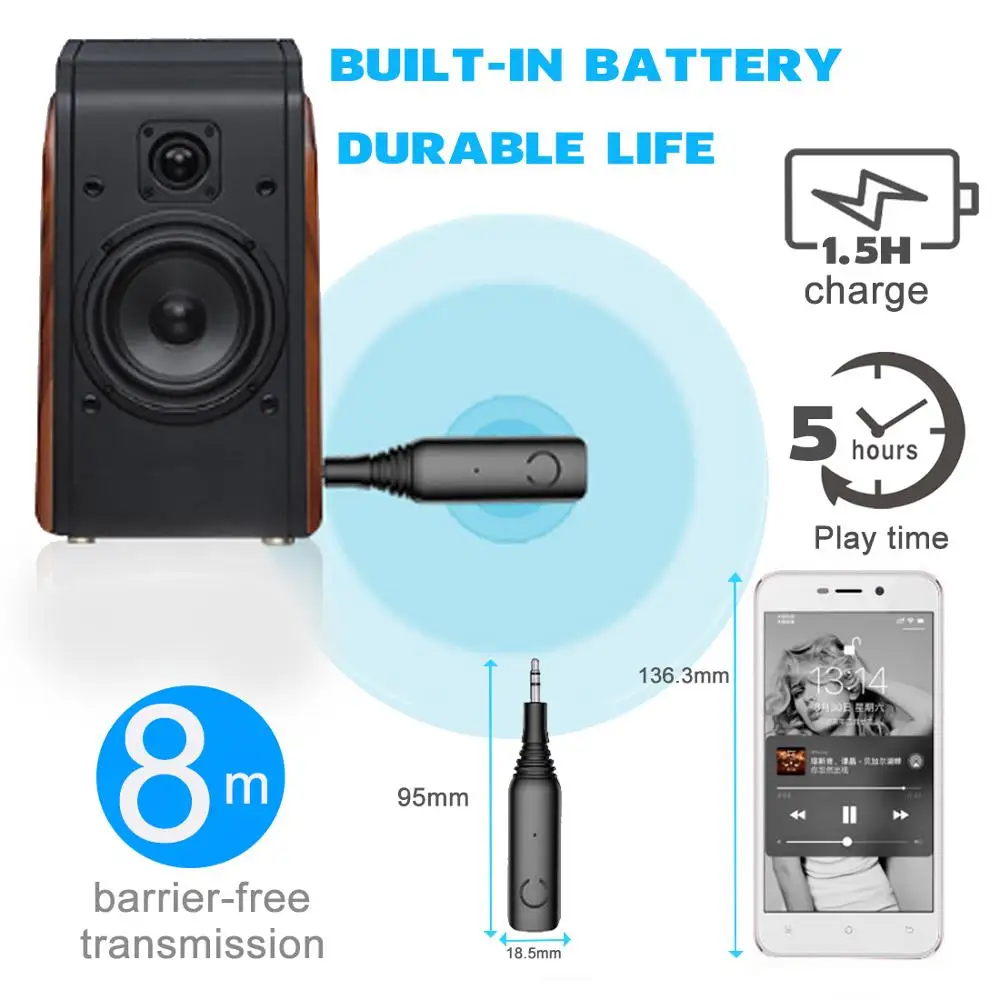 Bluetooth Receiver 3 5mm Aptx Bluetooth 5 0 Adapter For Headphone Speaker with Mic Support Handsfree Wireless Audio Receiver