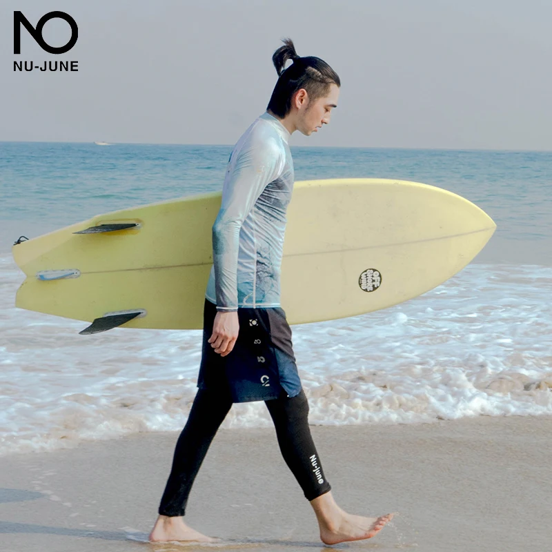 Nu-June 50UV Protect Surfing Rash Guard Men Swimwear Long Sleeve Swimsuit Mens Rashguard Surf Shirt For Swimming Sail 4