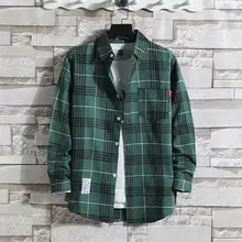 

Plaid Shirt Men's Long Sleeved Clothes Loose and Handsome Large Coat Spring and Summer New Men's Shirt
