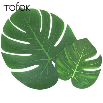 

BalleenShiny 12pcs/set DIY Artificial Tropical Palm Leaves Pastoral Style Party Table Decoration Table Mat Home Wall Ornament