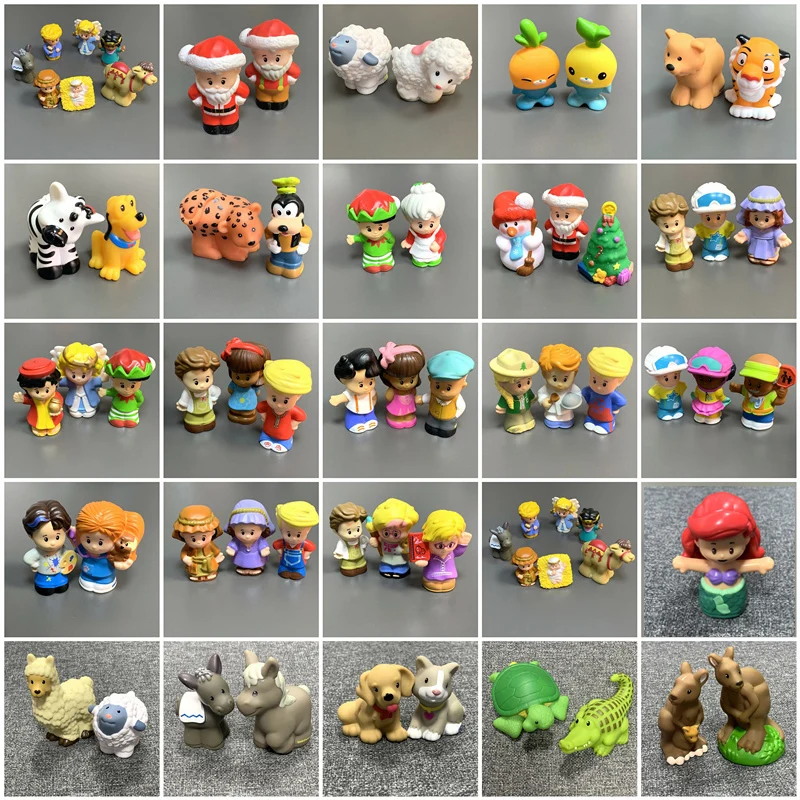 Fisher Mini People Princess Farm Zoo Animal Chicken Crocodile Dog Boy Girl Action Figure Cartoon Dolls Toy 2" action figures toys
