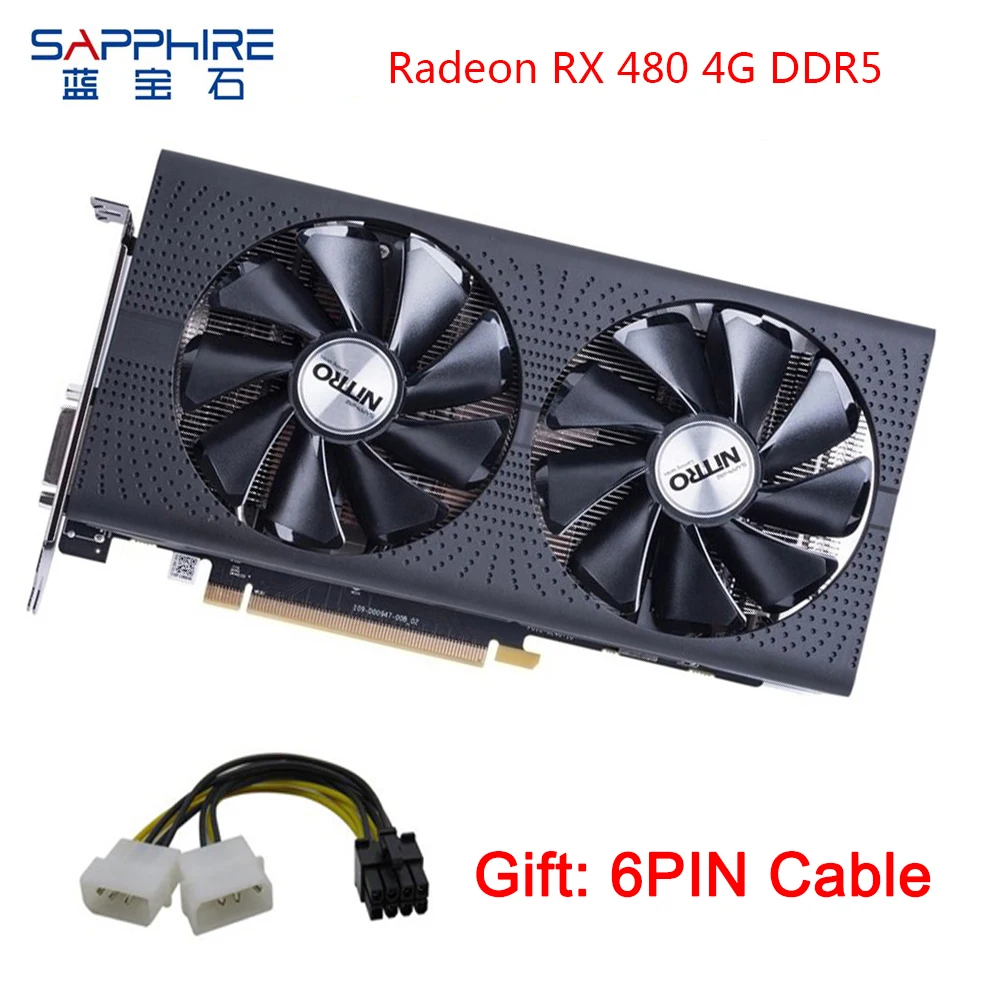 

SAPPHIRE AMD Radeon RX 480 4GB GDDR5 Video Card Gaming PC GPU 256bit PCI Graphics Card Express 3.0 Desktop Used Cards Computer