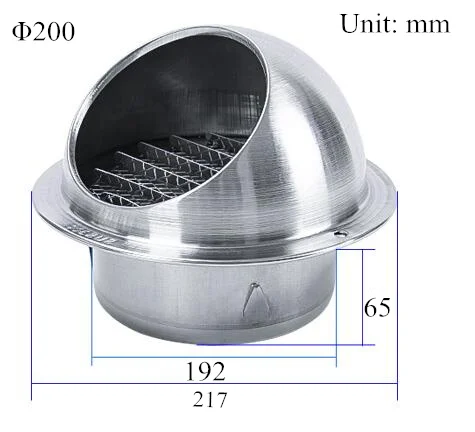 4-1" вытяжка из нержавеющей стали настенный потолочный вентиляционный дефлектор крышка выпускная решетка для вентиляции крышка наружная вентиляционная розетка кухонная вентиляционная система - Цвет: 200mm