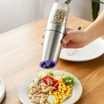 

HOT Gravity Electric Salt And Pepper Grinders Set - Battery Operated, Stainless Steel Automatic Pepper Mills With Blue Le-35