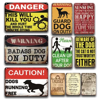 

Vintage Caution Dogs Metal Plate Tin Sign Personalized Yard & Garden Decoration Retro Warning Metal Sign Art Wall Sticker Plaque
