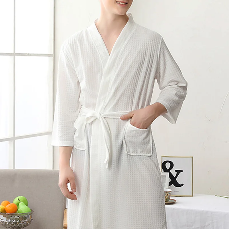 Для женщин/Для мужчин кимоно халаты пижамы спа Халат одежда для сна Ночная сорочка унисекс AIC88 - Цвет: A