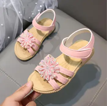 

New Girls Diamond Sandals Summer Leather Kids Sandals Baby Girl Student Princess Shoes Children's Beach Sandals
