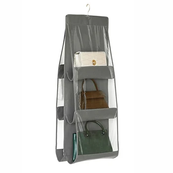 

Purse Handbag Tote Bag Storage Organizer 6 Grids Dustproof Closet Hanging Rack Can Be Rotated 360 °, Easy To Use