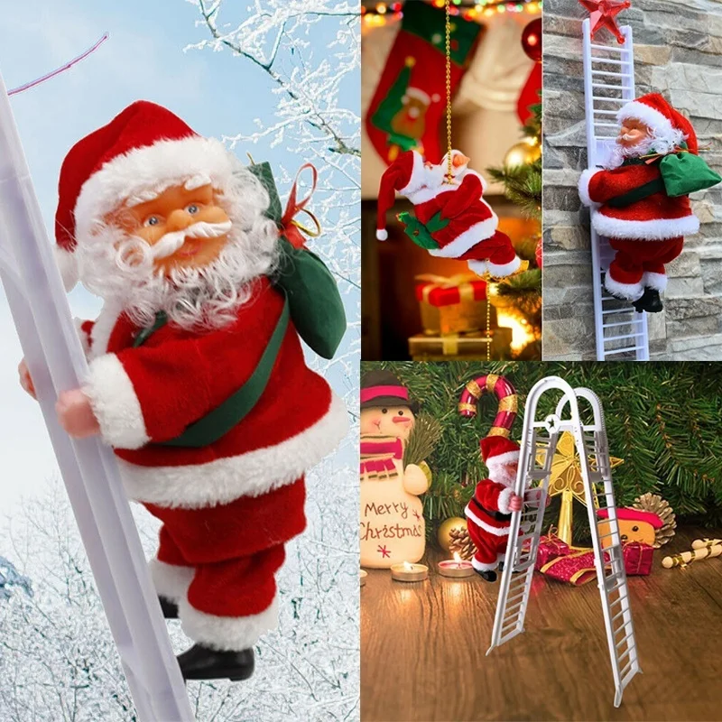 2020 Santa Claus Decoration Electronic Toys Kids Doll Toys Christmas Musical Climbing Ladder Gift Home Office Decoration