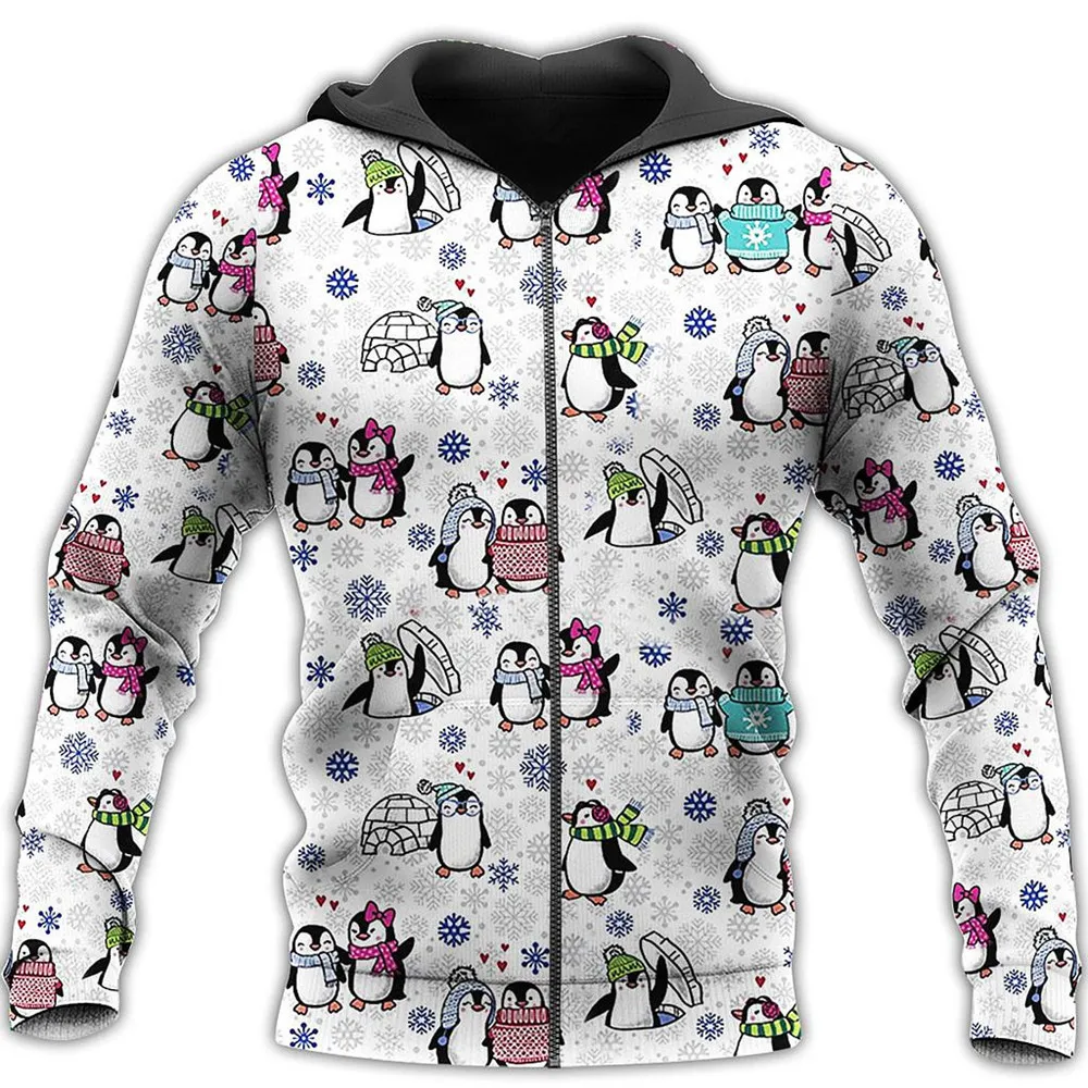 

Penguin Christmas 3D Printed Men/women Zip hoodie Sweatshirts Autumn Winter Fashion Zip Jacket Z041