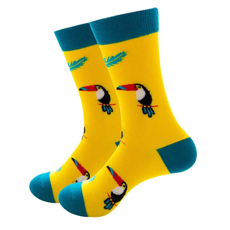 9 Модные длинные носки с забавными мультяшными фруктовыми животными, веселая собака, единорог, Ленивец, мышь, мужские Необычные носки, модные милые женские носки, подарок - Цвет: 9