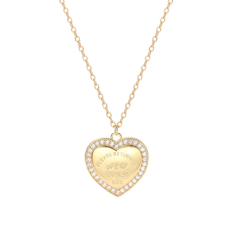 INZATT, настоящее 925 пробы, Серебряное циркониевое ожерелье с подвеской в виде сердца для женщин, модные ювелирные украшения, милые аксессуары - Цвет камня: NY371