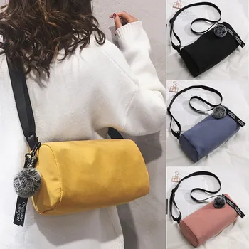 

Fashion Women's Simple Style Solid Color Canvas Shoulder Bag Messenger Bag Zipper Shoulder Bag Dropshipping bolsa feminina