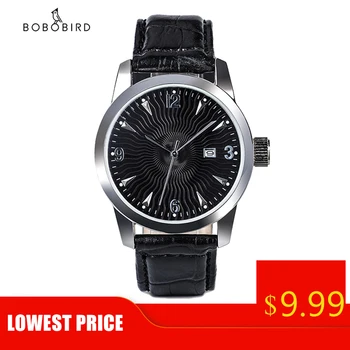 

BOBO BIRD Men Watches Luxury Brand Simple Show Date Business Male Quartz Leather Watch Clock Gift for Men Clearance price no box