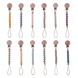 Newborn Pacifier Clip Chain BPA-free Silicone Beads DIY Dummy Nipple Soother Holder Baby Teething Chewing Toys Chain