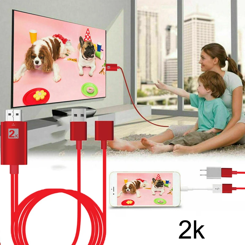 2K Micro usb type C IOS Android экран телефона зеркалирование литой кабель для iPhone iPad huawei samsung LG подключение к HDMI ТВ проектор