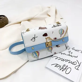 

New Fashion Women's Bag Cartoon Printing Chain Messenger Bag Summer Cute Phone Packet 2020 Casual Outdoor Pack B554