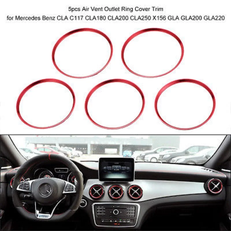 5Pcs/set Air Vent Outlet Ring Cover Trim Red For Mercedes Benz CLA C117 CLA180 CLA200 CLA250 X156 GLA GLA200 |