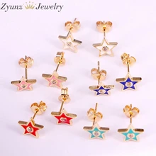 10 пар, милые эмалированные серьги-гвоздики со звездами, модные ювелирные изделия для женщин, свадебные серьги для помолвки