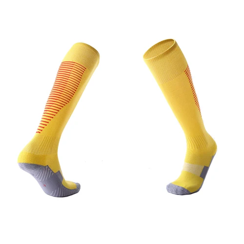 Профессиональные зимние спортивные носки для велоспорта, бега, футбола, катания на лыжах, уличные мужские и женские детские термальные лыжные длинные носки - Цвет: Цвет: желтый