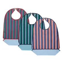 Нагрудники для взрослых для еды, водонепроницаемый полосатый защитный фартук для одежды с нагрудник для пожилых людей-застежка на пуговицы