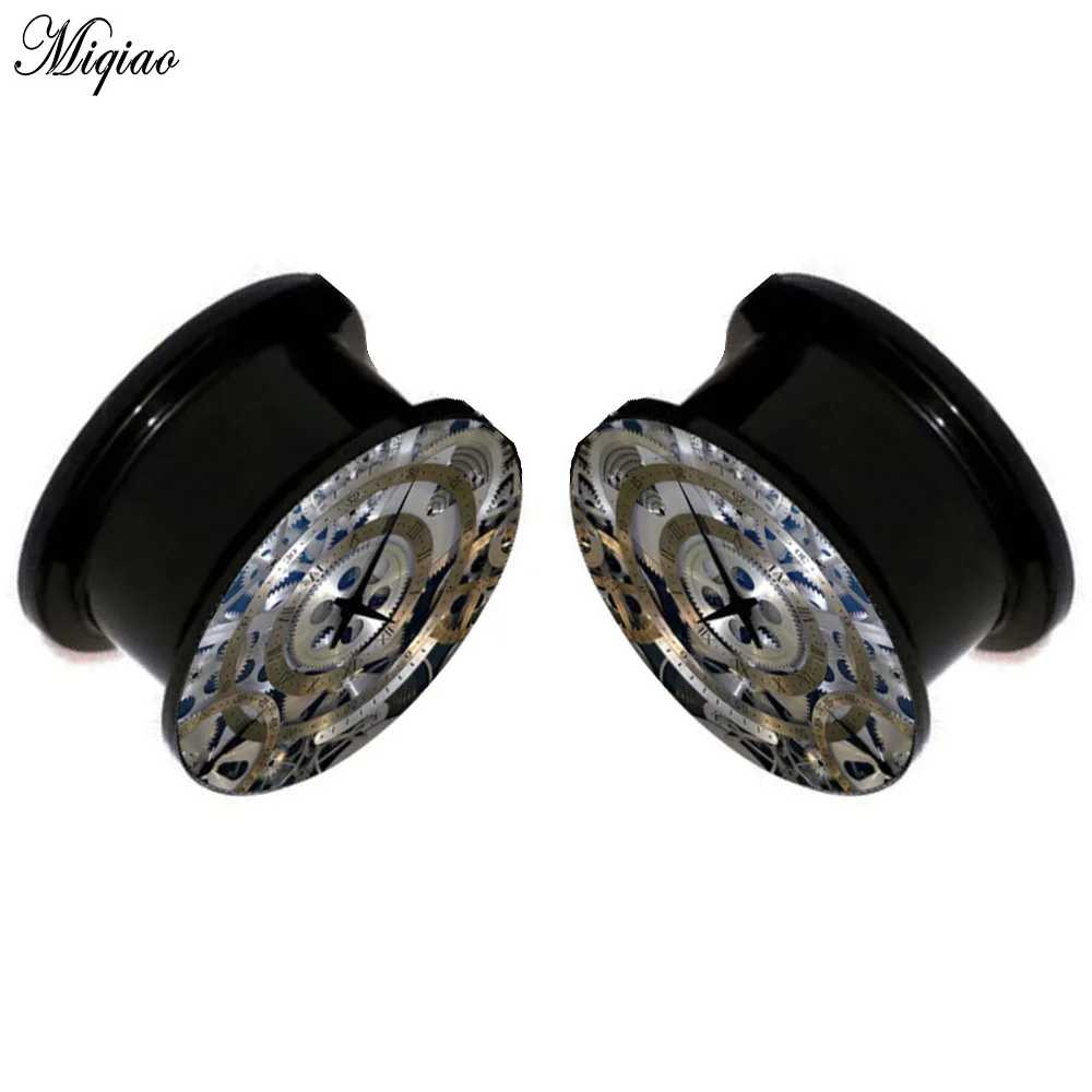 

Miqiao 2pcs Fashion Hot Sale Acrylic Clock Ear Expander 4mm-25mm Exquisite Body Piercing Jewelry